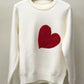 Wholesale Women Knit Sweater Embroidery Red Heart O-Neck Simple Style Fall Spring Autumn Slim Pullover Harajuku