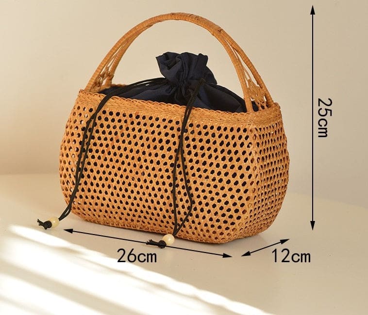 Pure handmade basket Nordic style storage picnic travel basket woven rattan women handbag