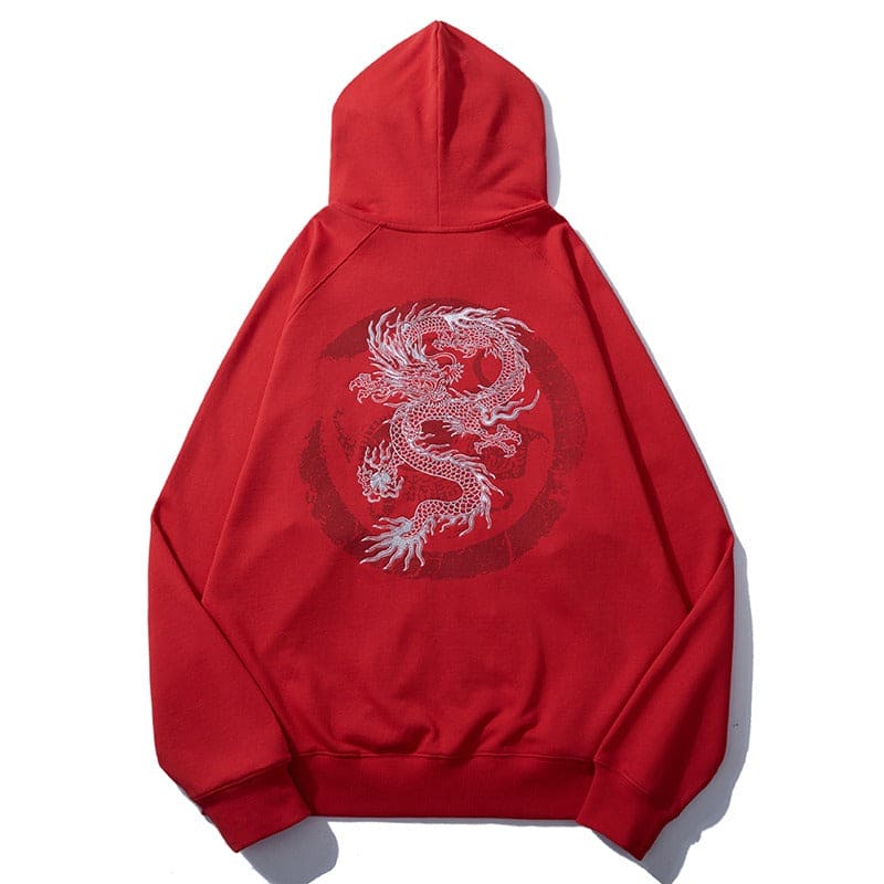 Heavy industry embroidered golden dragon sweatshirt men loose autumn pure cotton national trend jacket men