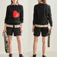 Wholesale Women Knit Sweater Embroidery Red Heart O-Neck Simple Style Fall Spring Autumn Slim Pullover Harajuku