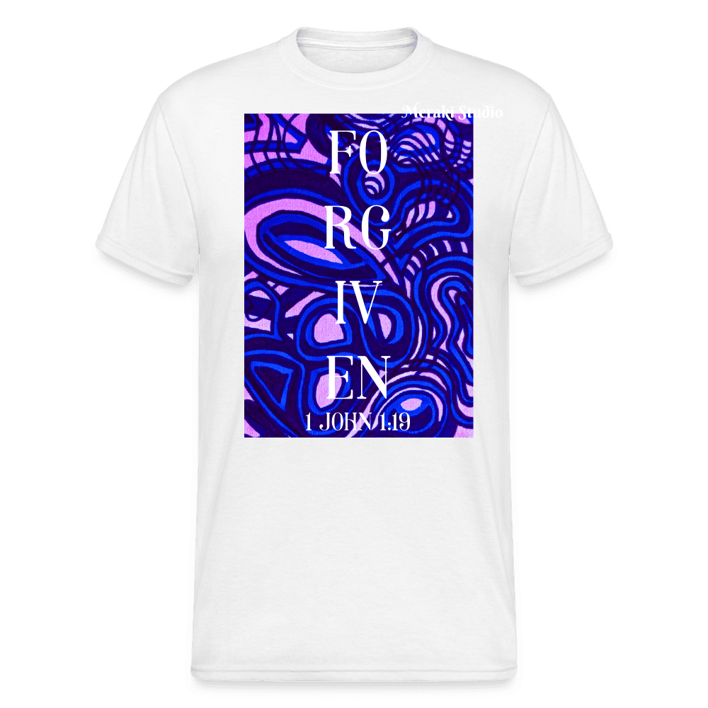 Meraki studio petten design  Forgiven 1 john 1:19  christian bible scripture verse Men’s Gildan Heavy T-Shirt - white