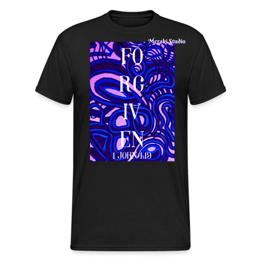 Meraki studio petten design  Forgiven 1 john 1:19  christian bible scripture verse Men’s Gildan Heavy T-Shirt - black