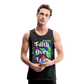 Meraki studio colour print Faith Over Fear Christian Bible Verse Men’s Premium Tank Top - black