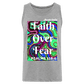 Meraki studio colour print Faith Over Fear Christian Bible Verse Men’s Premium Tank Top - heather grey