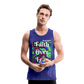 Meraki studio colour print Faith Over Fear Christian Bible Verse Men’s Premium Tank Top - royal blue