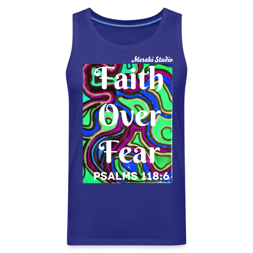 Meraki studio colour print Faith Over Fear Christian Bible Verse Men’s Premium Tank Top - royal blue