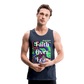 Meraki studio colour print Faith Over Fear Christian Bible Verse Men’s Premium Tank Top - navy