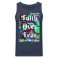 Meraki studio colour print Faith Over Fear Christian Bible Verse Men’s Premium Tank Top - navy