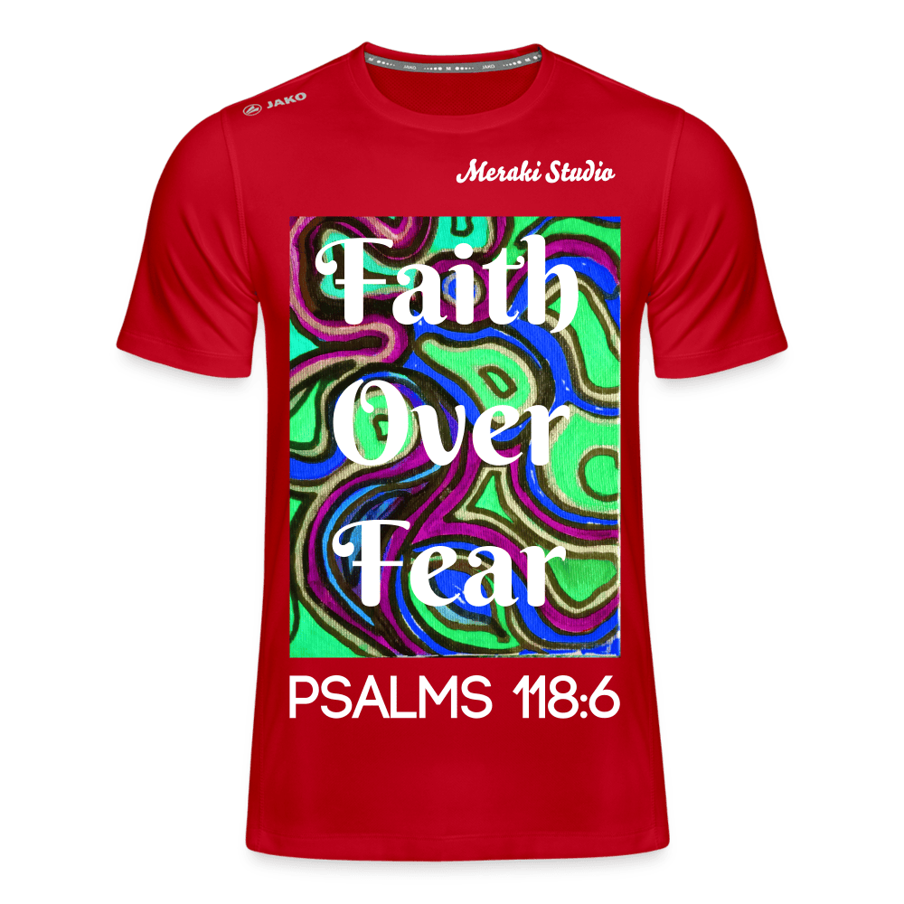 Meraki studio colour print Faith Over Fear Christian Bible Verse  Men's T-Shirt Run 2.0 - red