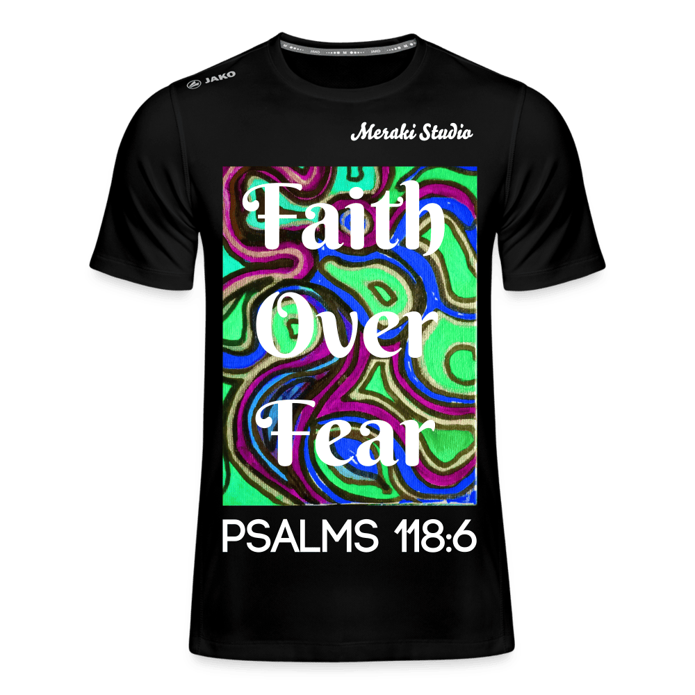 Meraki studio colour print Faith Over Fear Christian Bible Verse  Men's T-Shirt Run 2.0 - black