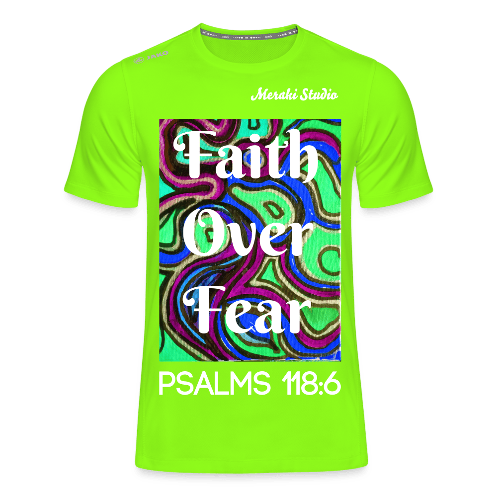 Meraki studio colour print Faith Over Fear Christian Bible Verse  Men's T-Shirt Run 2.0 - neon green