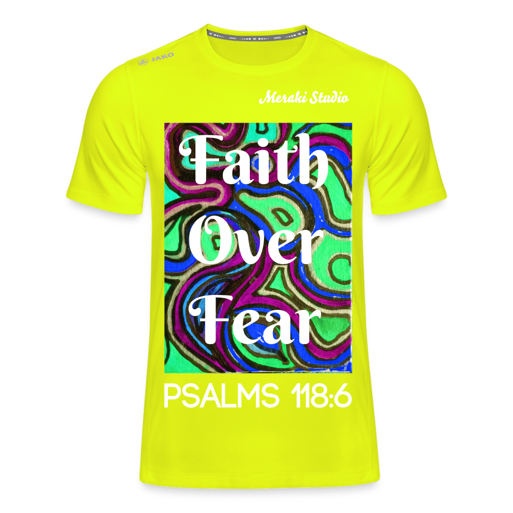 Meraki studio colour print Faith Over Fear Christian Bible Verse  Men's T-Shirt Run 2.0 - neon yellow