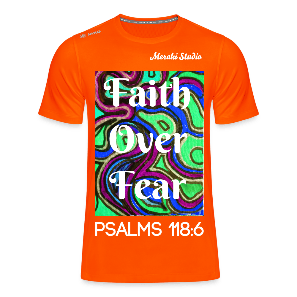 Meraki studio colour print Faith Over Fear Christian Bible Verse  Men's T-Shirt Run 2.0 - neon orange