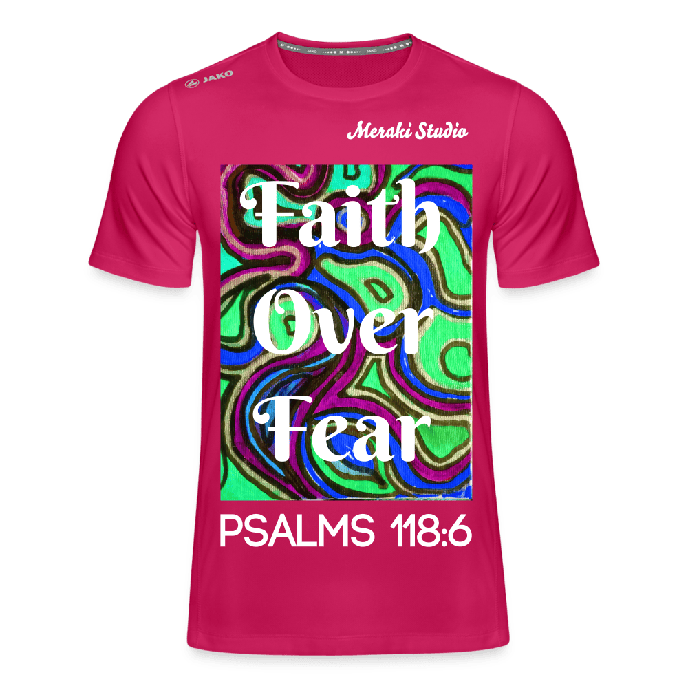 Meraki studio colour print Faith Over Fear Christian Bible Verse  Men's T-Shirt Run 2.0 - dark pink