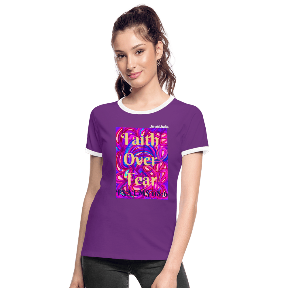 Women's Ringer T-Shirt - purple/white