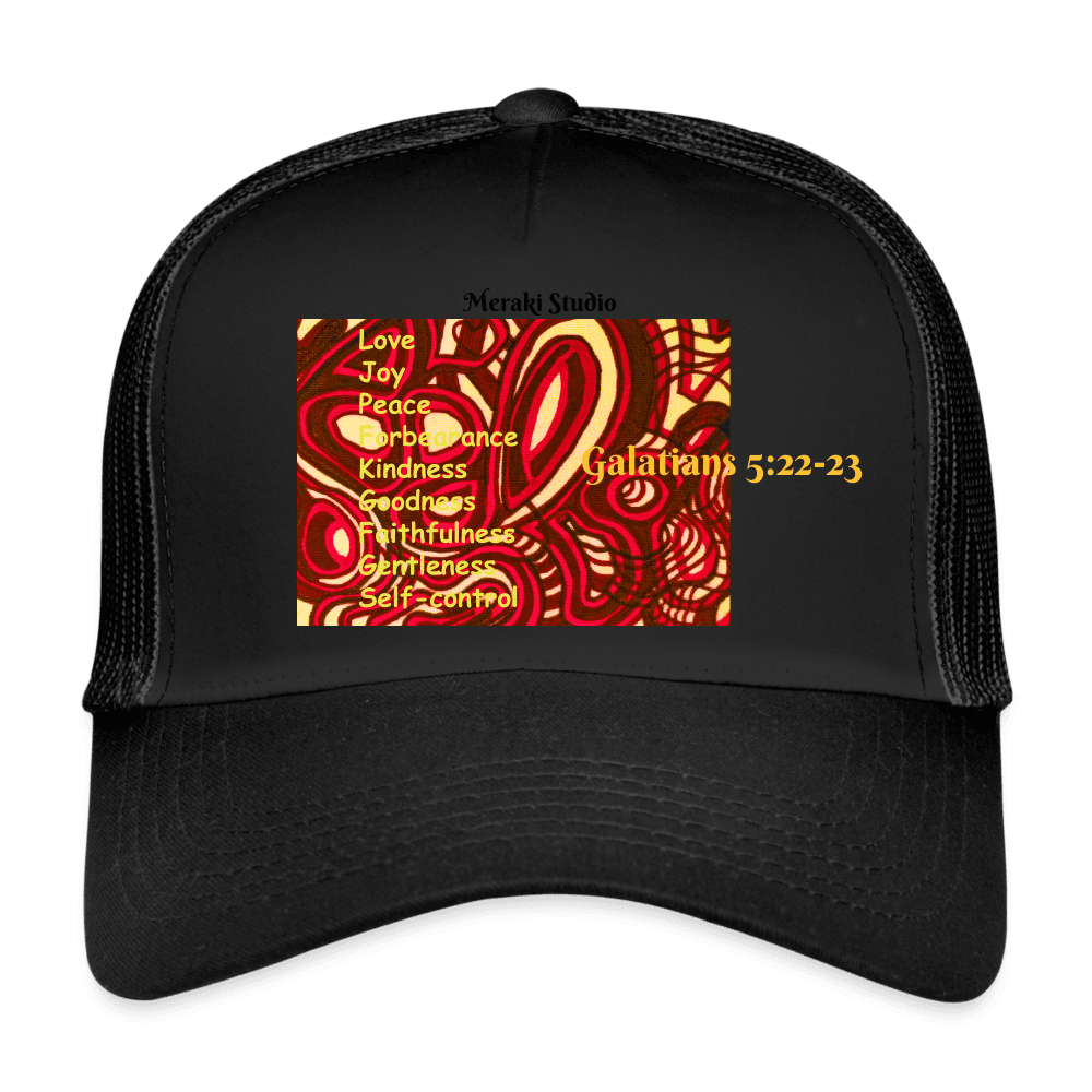 fruit of the spirit” comes from Galatians 5:22-23: Trucker Cap - black/black