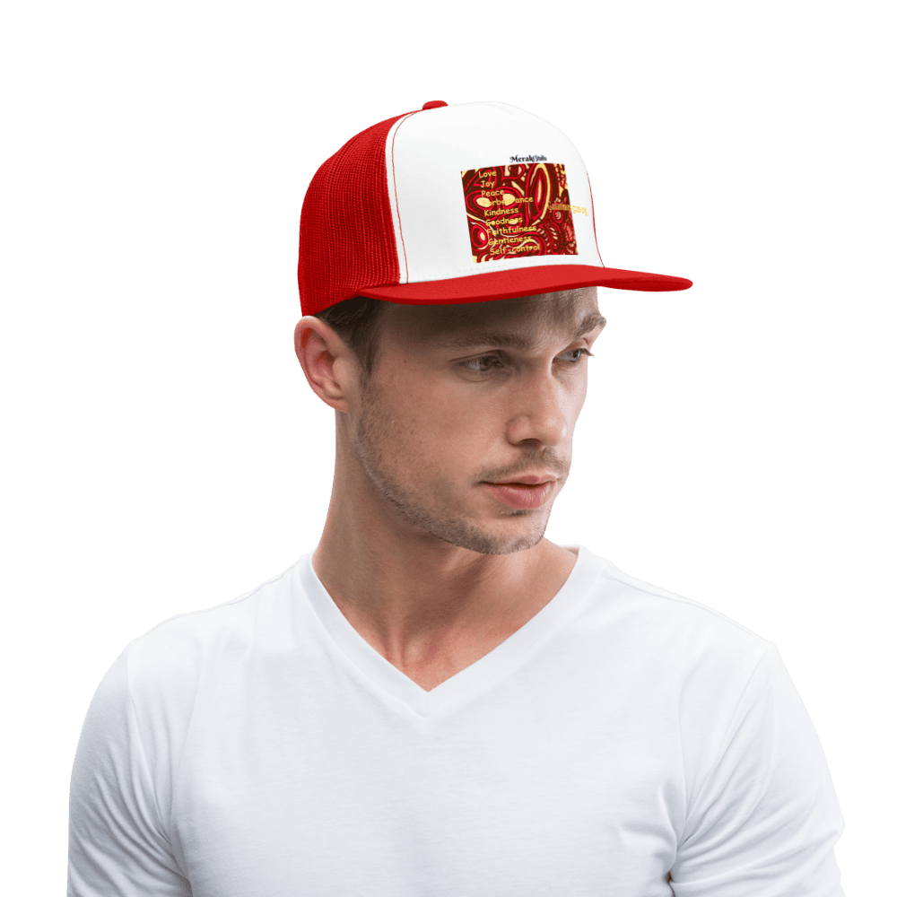 fruit of the spirit” comes from Galatians 5:22-23: Trucker Cap - white/red