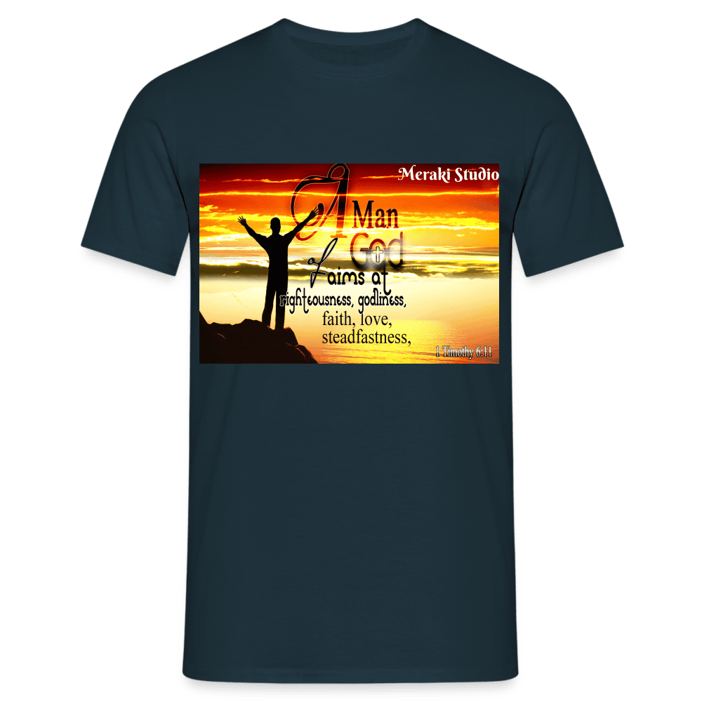 Meraki Studio  a man of god Men's T-Shirt - navy