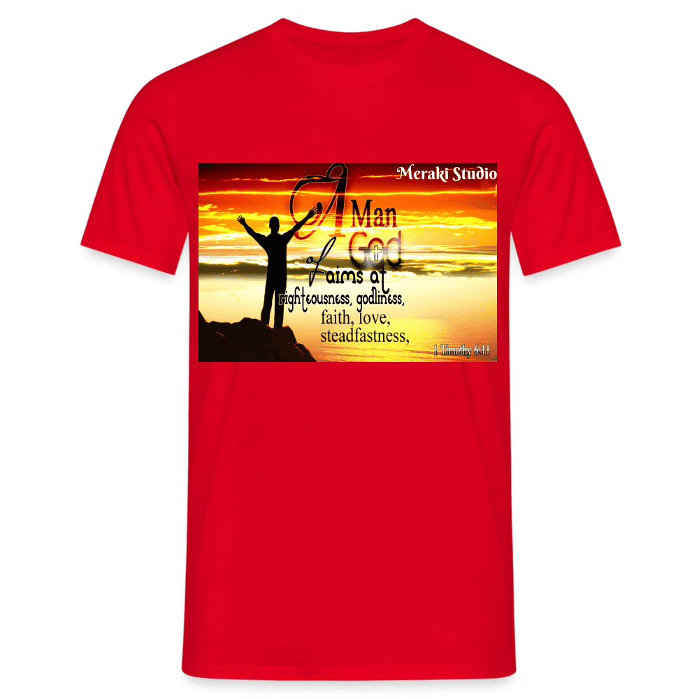 Meraki Studio  a man of god Men's T-Shirt - red