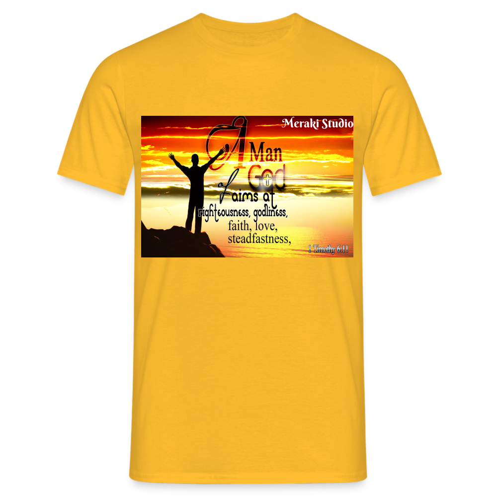 Meraki Studio  a man of god Men's T-Shirt - yellow