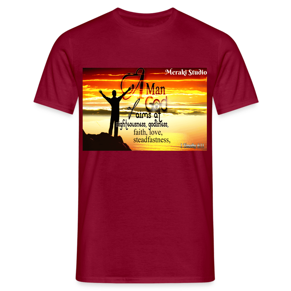 Meraki Studio  a man of god Men's T-Shirt - brick red