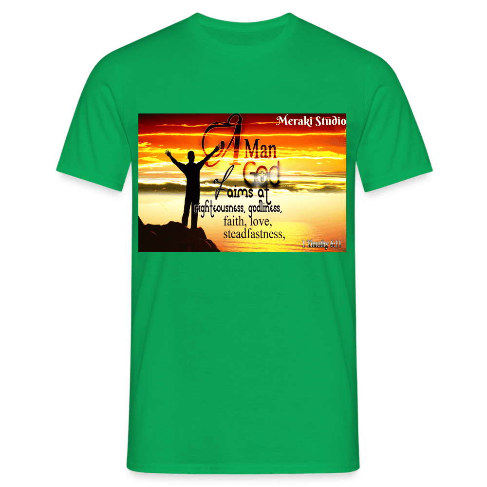 Meraki Studio  a man of god Men's T-Shirt - kelly green