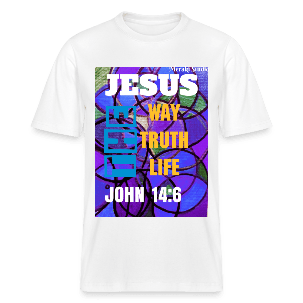 Meraki studio Jesus the way truth life patten print for Men’s or women Christian Bible verseStanley/Stella Unisex Organic T-Shirt SPARKER - white