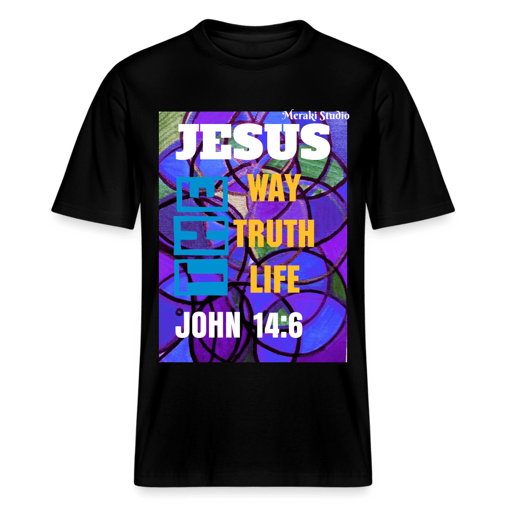 Meraki studio Jesus the way truth life patten print for Men’s or women Christian Bible verseStanley/Stella Unisex Organic T-Shirt SPARKER - black