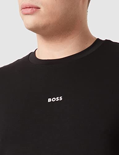 BOSS Mens TChup Relaxed-fit T-Shirt in Stretch Cotton with Logo Print Black