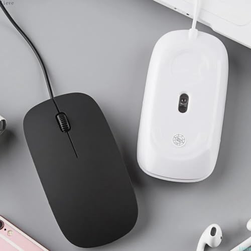 Slim Thin Optical USB Wired Mouse, Computer Mouse, 3 button mouse 1600 DPI, High-precision, Ergonomic Design, Silent, Wired Mouse Compatible with Windows PC, Laptop,Desktop,Notebook (Black)