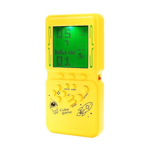 CZT New Retro Block game console green backlight large screen more convenient for playing games classic nostalgia puzzle built-in 999 in 1 brick game children's gift (Yellow)