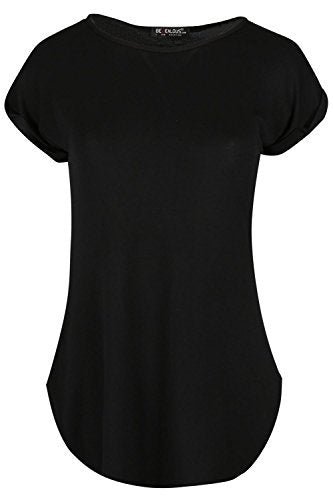 Fashion Star Womens Plain Curved Hem Jersey T-Shirt Top