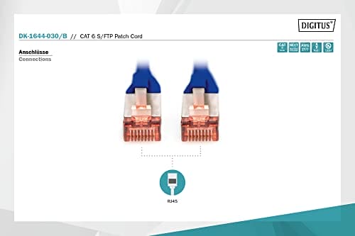 DIGITUS CAT 6 S-FTP patch cord, Cu, LSZH AWG 27/7, length 3 m, color blue