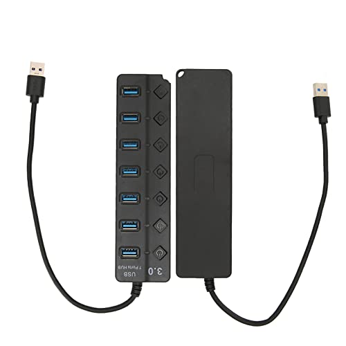 Vikye USB 3.0 Hub, 7 Ports USB Hub, Portable 5Gbps High Speed Transmission Data Hub, Ultra-Slim USB Adapter Docking Station for Laptop Compatible with Windows/OS X 10.0+(Black)