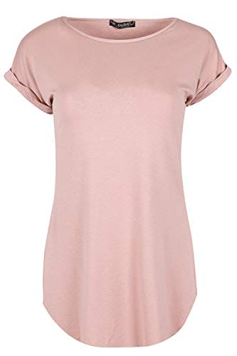 Fashion Star Womens Plain Curved Hem Jersey T-Shirt Top