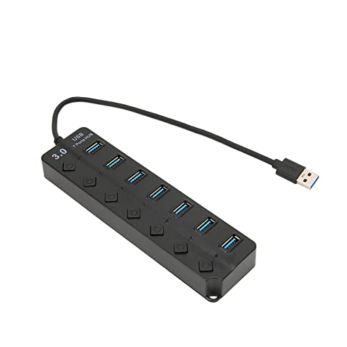 Vikye USB 3.0 Hub, 7 Ports USB Hub, Portable 5Gbps High Speed Transmission Data Hub, Ultra-Slim USB Adapter Docking Station for Laptop Compatible with Windows/OS X 10.0+(Black)