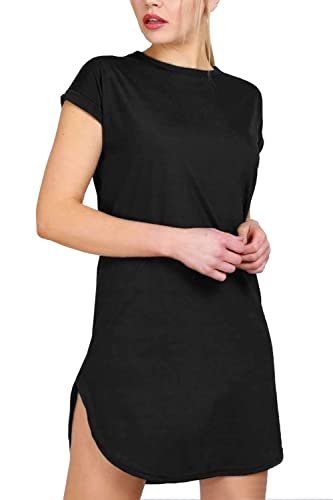 Fashion Star Womens Plain Curved Hem Jersey T-Shirt Top