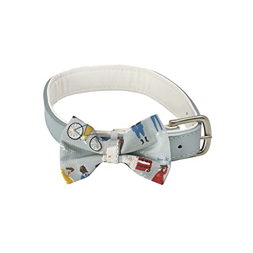 Pet Brands Cath Kidston Dog Bow Tie Collar, Adjust Leather Dog Collar with Cotton Bow Tie - 26-32cm, Multi