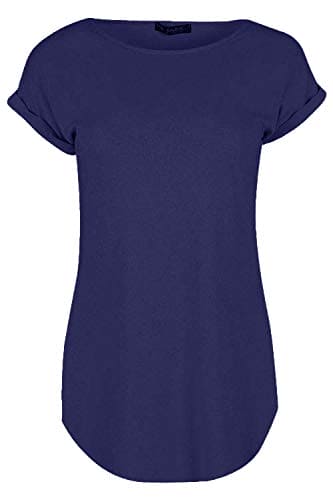 Fashion Star Womens Plain Curved Hem Jersey T-Shirt Top