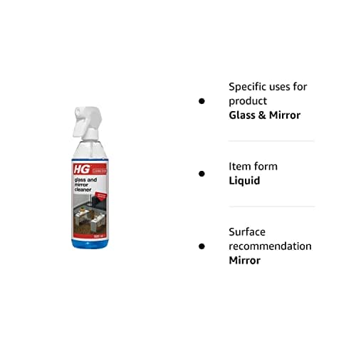 HG Glass and Mirror Cleaner, Streak-Free Glass Cleaner, Effectively Removes Grease & Dirt from Windows & Surfaces Quickly - 500ml Spray (142050106)