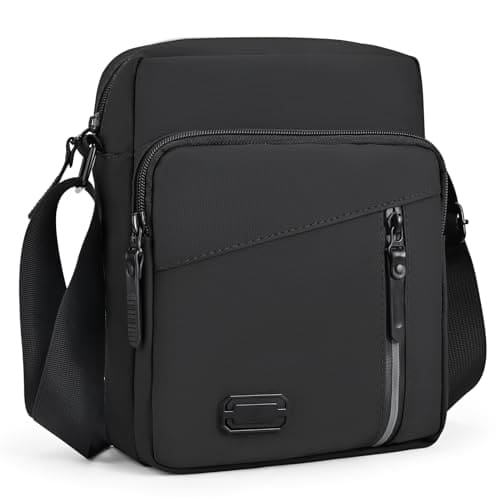 Lanvixo Shoulder Bag Mens Crossbody Bag with Adjustable Strap Lightweight Waterproof Messenger Bag wiht Multiple Pockets Cross Body Bag for Daily Use Shopping Working Travel, Black