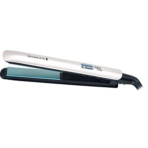 Remington Shine Therapy Advanced Ceramic Hair Straighteners with Morrocan Argan Oil for Improved Shine - S8500, Black/White