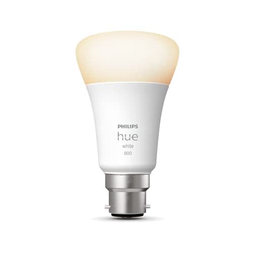 Philips Hue White LED Smart Light Bulb 1 Pack [B22 Bayonet Cap] Warm White - for Indoor Home Lighting, Compatible with Amazon Alexa Devices