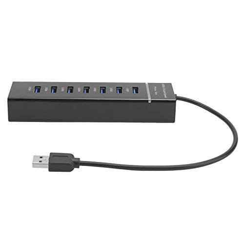 ASHATA USB Hub,USB 3.0 Hub 7Port Splitter with Blue LED Indicator High Speed 5Gbps BYLP107 DC 5V,Lightweight and Portable,For Windows 2k/ XP/Vista/ Win7/ Linuk/iOS 10.0+