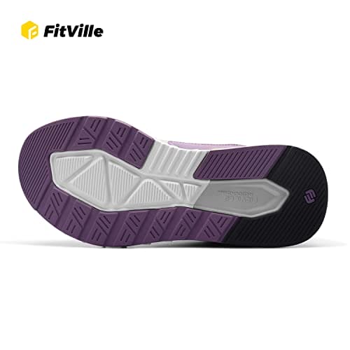 FitVille Womens Extra Wide Fit Trainers Ladies Walking Running Shoes Comfortable Sneakers for Flat Feet Plantar Fasciitis, Light Purple, 4 UK X-Wide