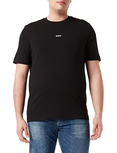 BOSS Mens TChup Relaxed-fit T-Shirt in Stretch Cotton with Logo Print Black