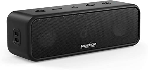 soundcore 3 Bluetooth Speaker by Anker with Stereo Sound, Pure Titanium Diaphragm Drivers, 24H Playtime, IPX7 Waterproof, Bluetooth 5.0, PartyCast Technology, BassUp, App, Custom EQ