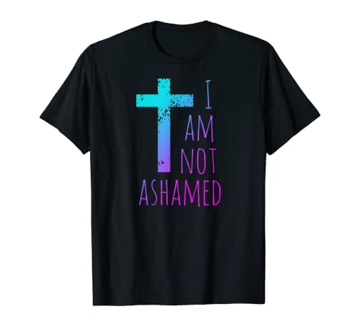 I am not ashamed - Big Red Cross - Gospel Christian Faith T-Shirt