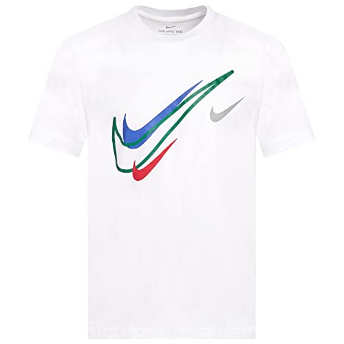 NIKE Court T Shirt Mens Swoosh Logo Tee Short Sleeve Classic T Shirt White DQ3944 100 New (Medium)