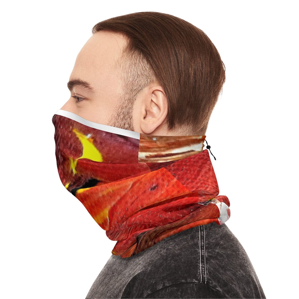 fire reds and yellow Winter Neck Gaiter With Drawstring